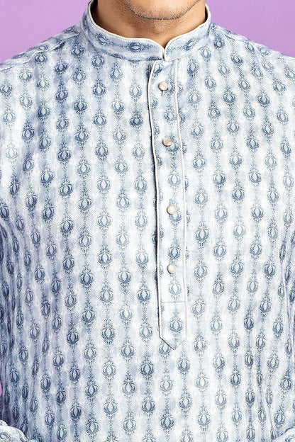 Blue Cotton Kurta Pajama (NMK-7559) - Nihal Fashions