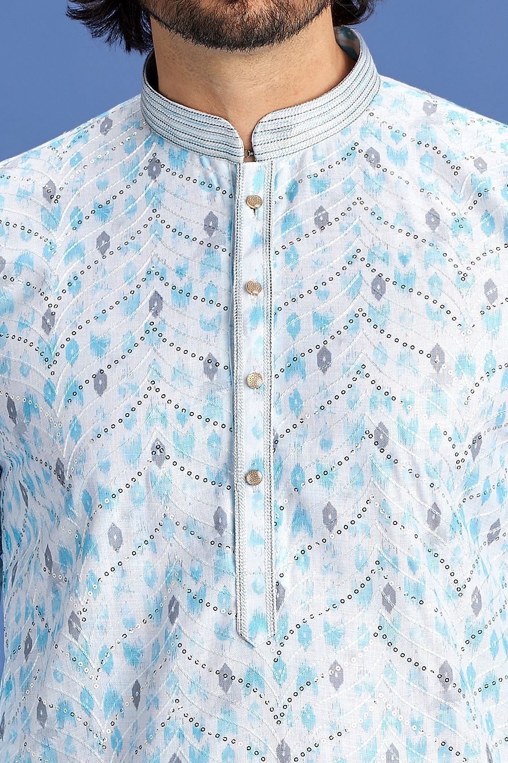 Blue Cotton Mens Kurta Pajama (NMK-7524) - Nihal Fashions