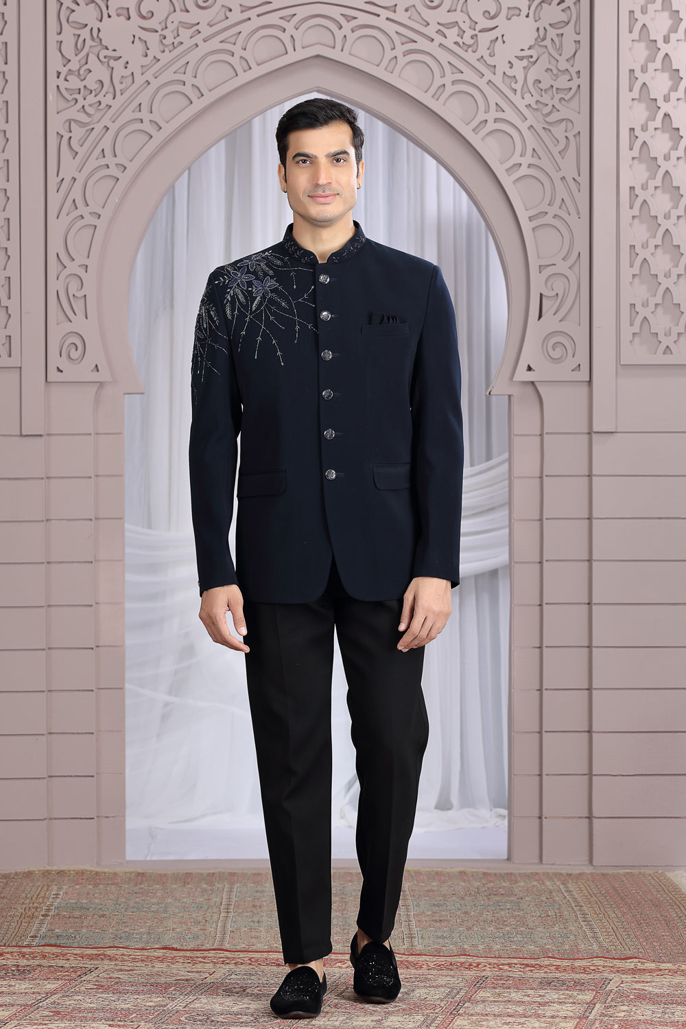 Blue Imported Mens Jodhpuri (NMK-8665) - Nihal Fashions