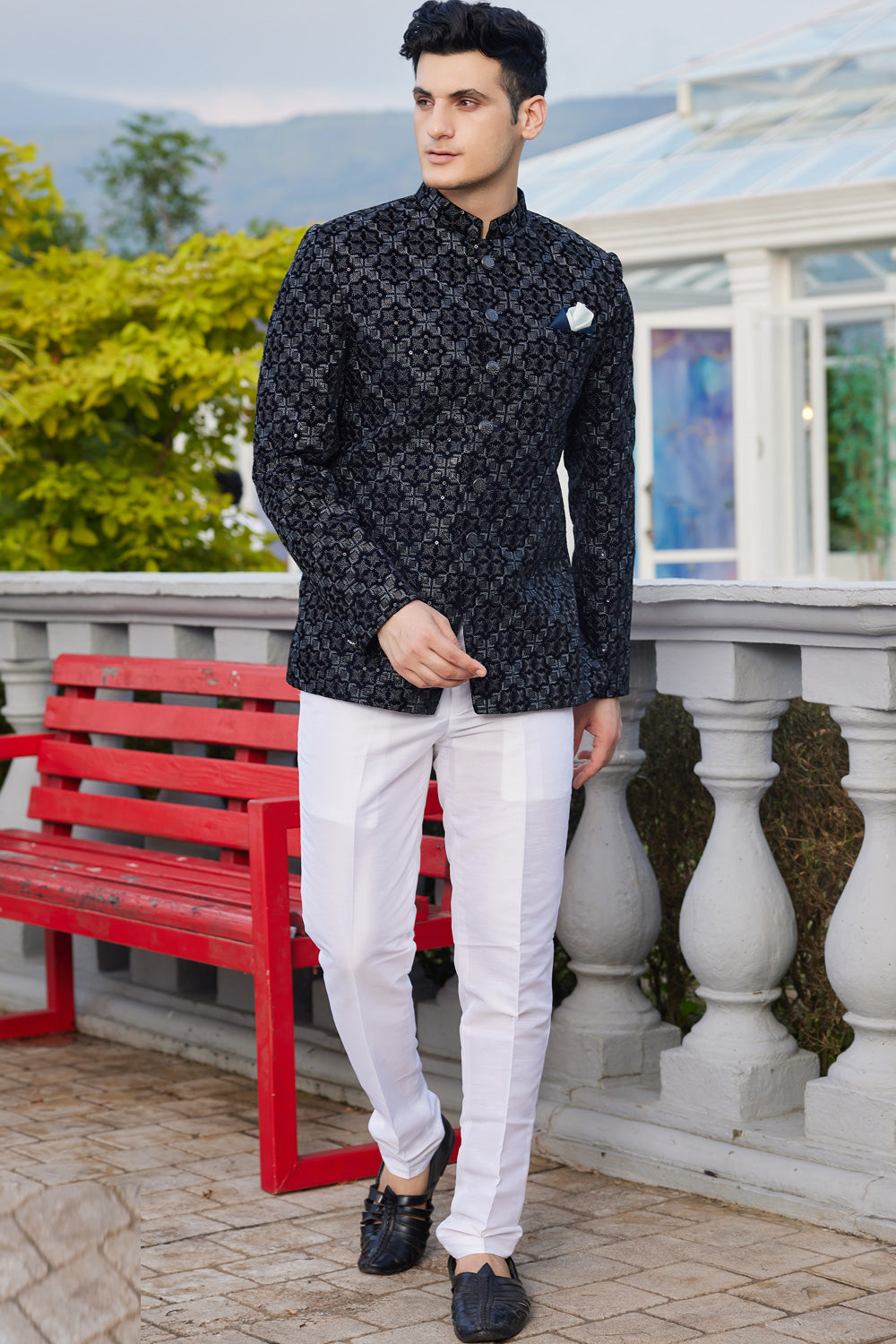 Blue Velvet Jodhpuri (NMK-8224) - Nihal Fashions