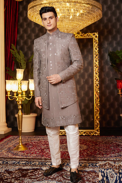 Brown Art Silk Indo Western (NMK-8260) - Nihal Fashions