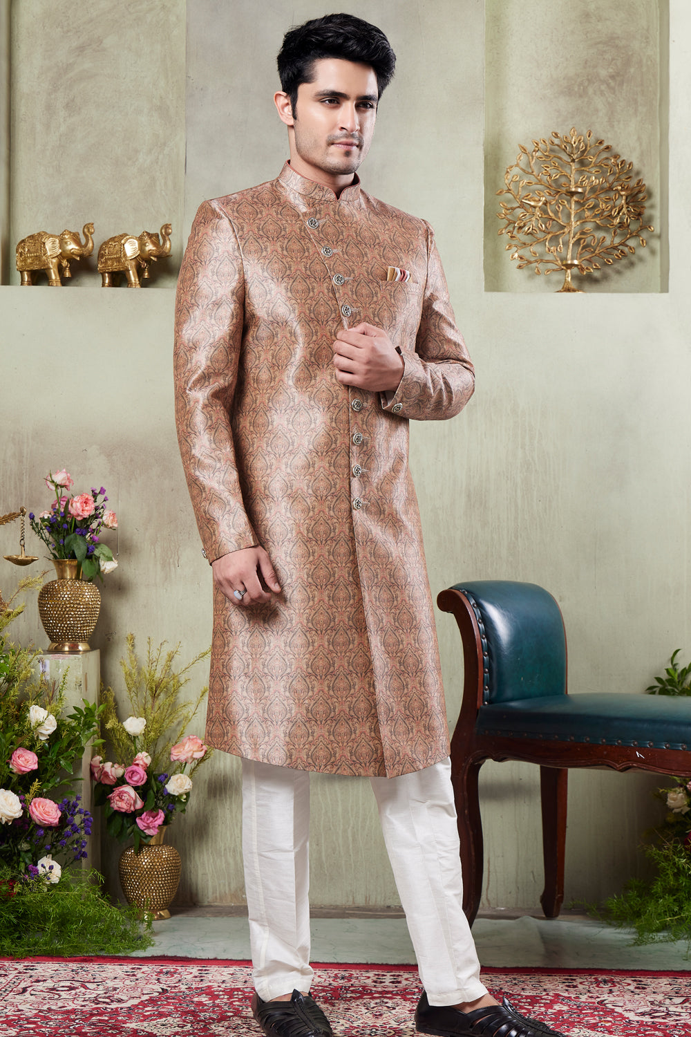 Brown Art Silk Indo Western (NMK-8433) - Nihal Fashions