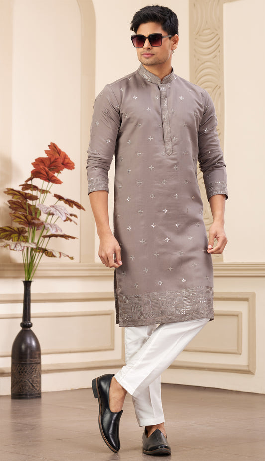 Brown Art Silk Kurta Pajama (NMK-8370) - Nihal Fashions