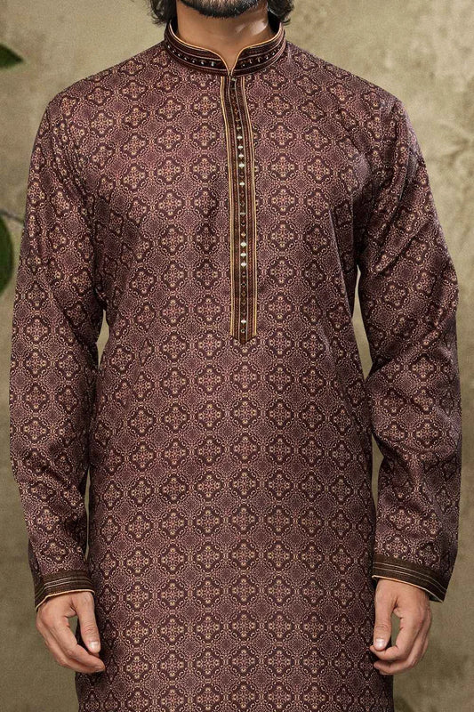 Brown hand loomed Cotton Kurta Pajama (NMK-6134)