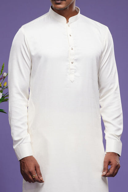 Cream Art Banarasi Silk Casual Kurta Pajama (NMK-7066) - Nihal Fashions
