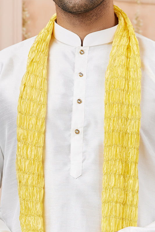Cream Art Silk Casual Kurta Pajama (NMK-7958) - Nihal Fashions