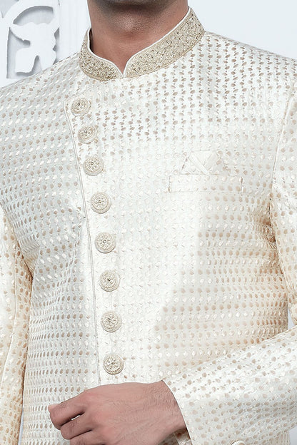 Cream Art Silk Indo Western for Men (NMK-7699) - Nihal Fashions