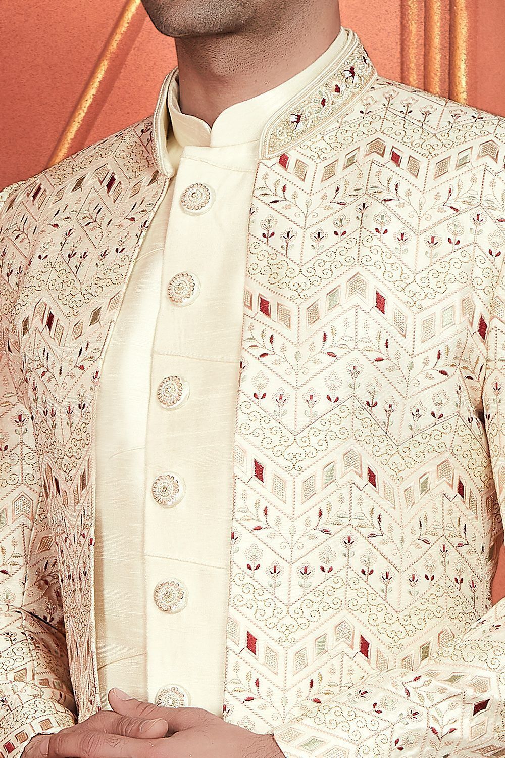 Cream Art Silk Indo Western (NMK-7685) - Nihal Fashions
