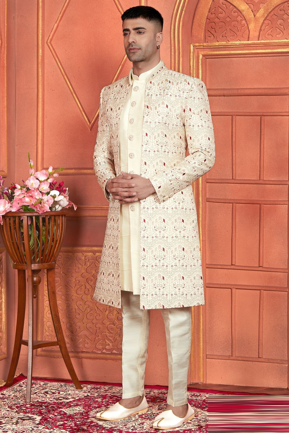 Cream Art Silk Indo Western (NMK-7685) - Nihal Fashions
