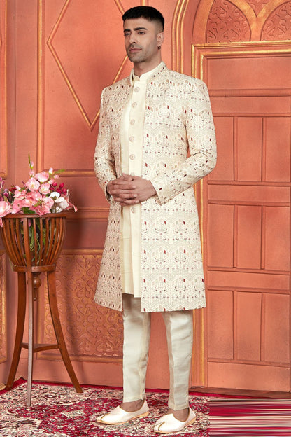 Cream Art Silk Indo Western (NMK-7685) - Nihal Fashions