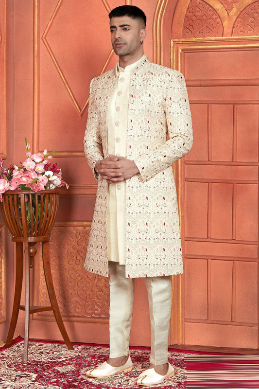 Cream Art Silk Indo Western (NMK-7685) - Nihal Fashions