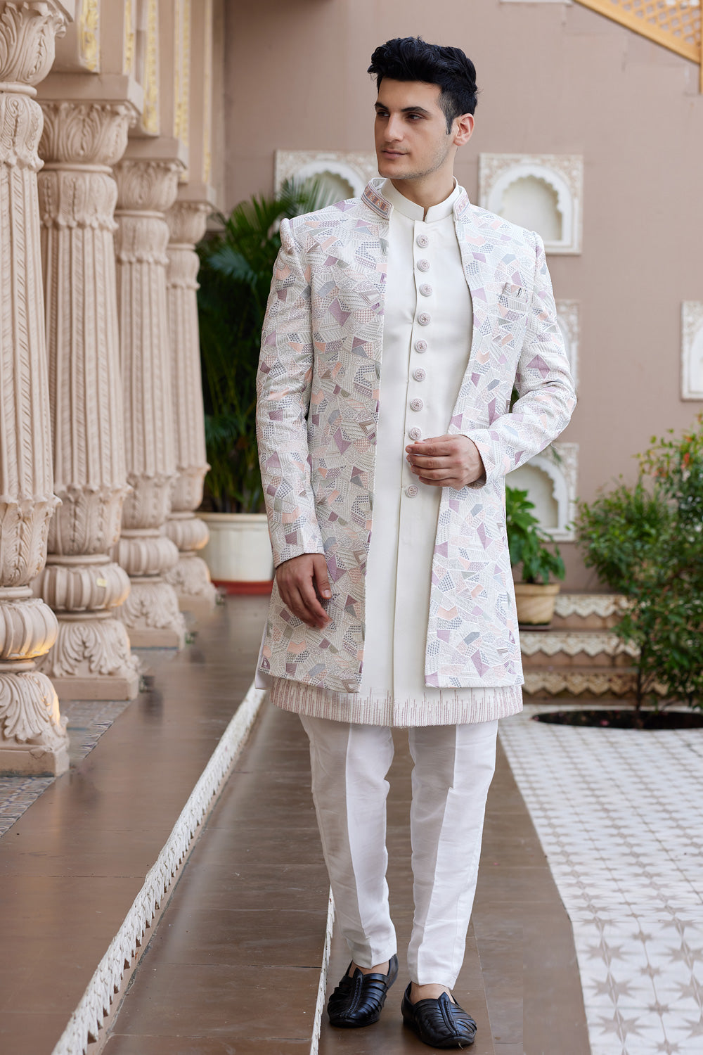 Cream Art Silk Indo Western (NMK-8199) - Nihal Fashions