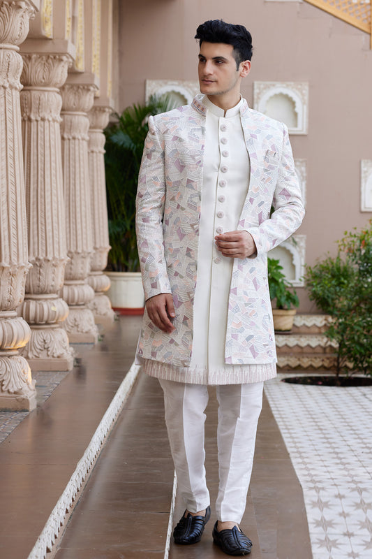 Cream Art Silk Indo Western (NMK-8199) - Nihal Fashions