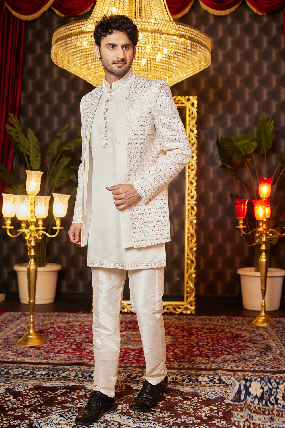 Cream Art Silk Indo Western (NMK-8255) - Nihal Fashions