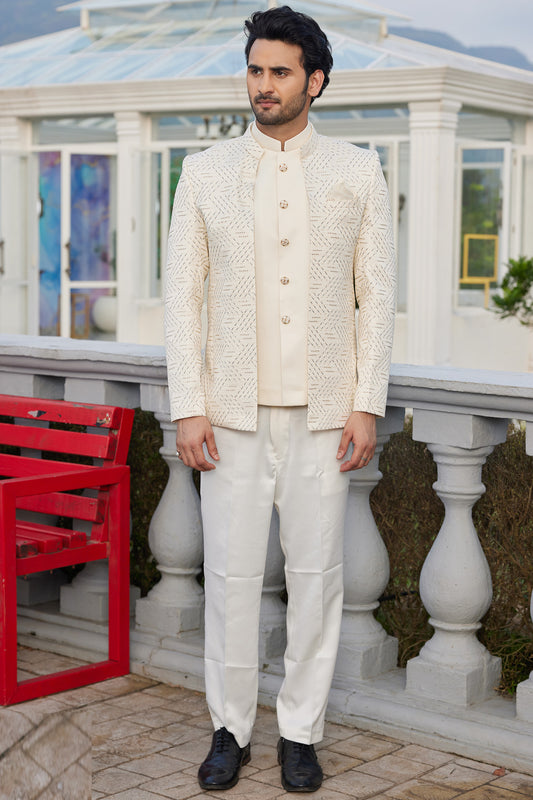 Cream Art Silk Jodhpuri (NMK-8217) - Nihal Fashions