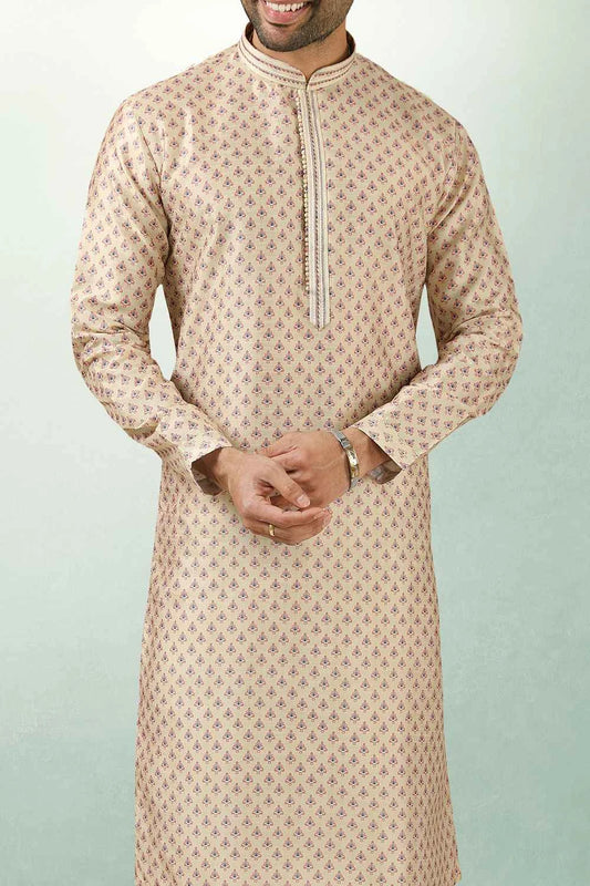 Cream Art Silk Kurta Pajama (NMK-5845)