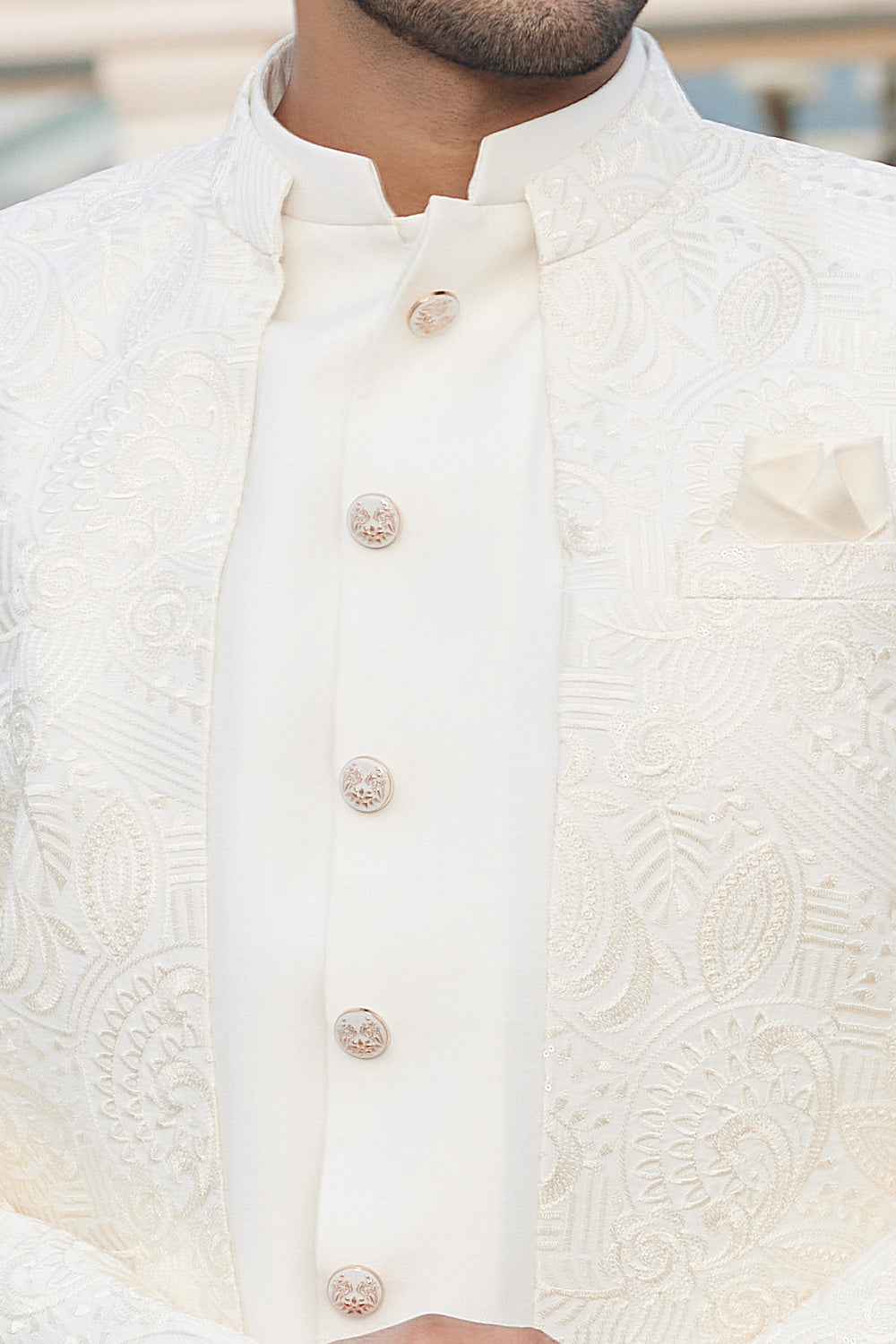Cream Art Silk Mens Jodhpuri (NMK-8219) - Nihal Fashions