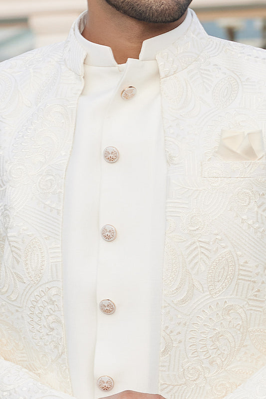 Cream Art Silk Mens Jodhpuri (NMK-8219) - Nihal Fashions