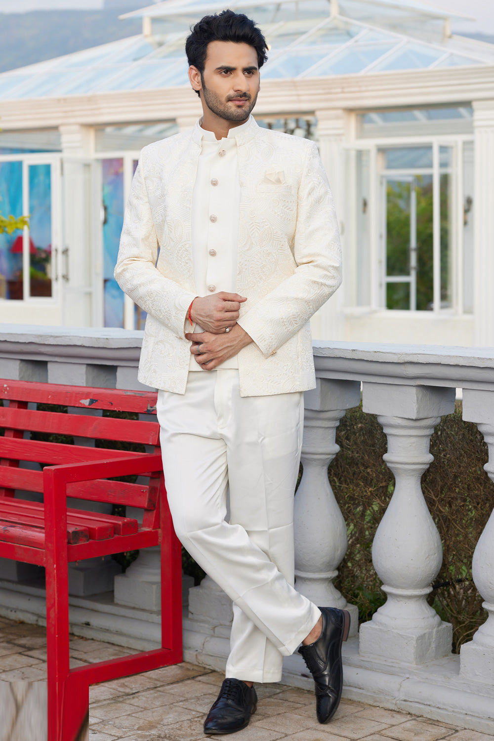Cream Art Silk Mens Jodhpuri (NMK-8219) - Nihal Fashions