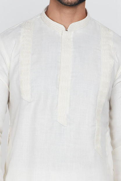 Cream Linen Cotton Kurta Pajama (NMK-7580) - Nihal Fashions