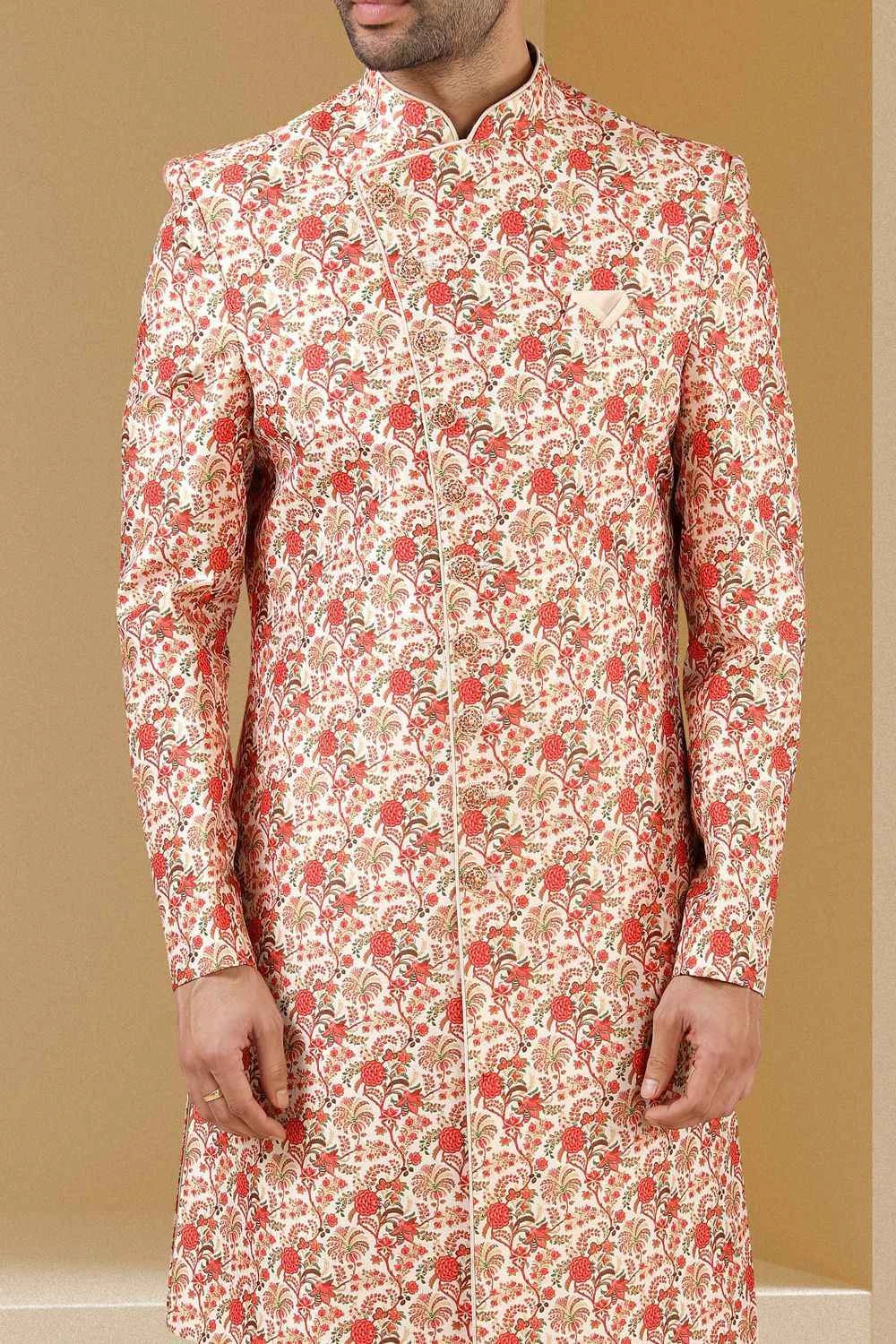 Cream, Orange  Art Banarasi Silk Indo Western (NMK-5806)