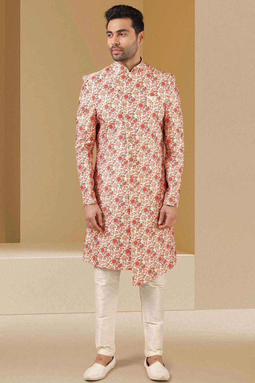 Cream, Orange  Art Banarasi Silk Indo Western (NMK-5806)