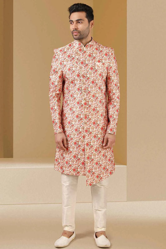 Cream, Orange  Art Banarasi Silk Indo Western (NMK-5806)