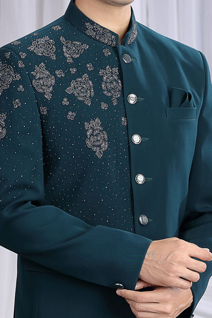 Dark Green Imported Jodhpuri for Men (NMK-8663) - Nihal Fashions