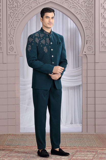 Dark Green Imported Jodhpuri for Men (NMK-8663) - Nihal Fashions