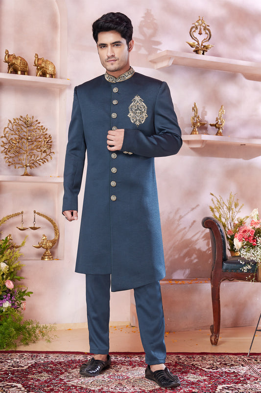 Dark Green Imported Sherwani (NMK-8310) - Nihal Fashions
