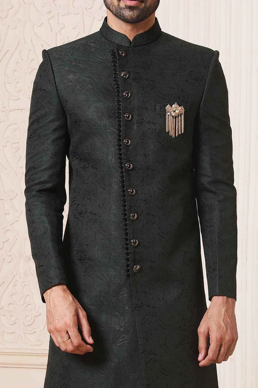 Dark Green  Jaquard Indowestern (NMK-5158)
