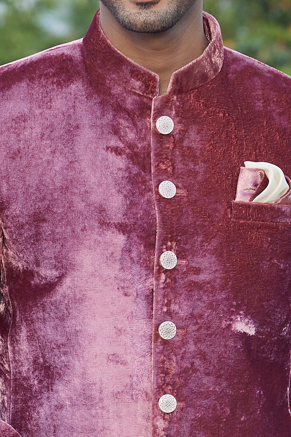 Dark Onion Pink Velvet Jodhpuri (NMK-8227) - Nihal Fashions