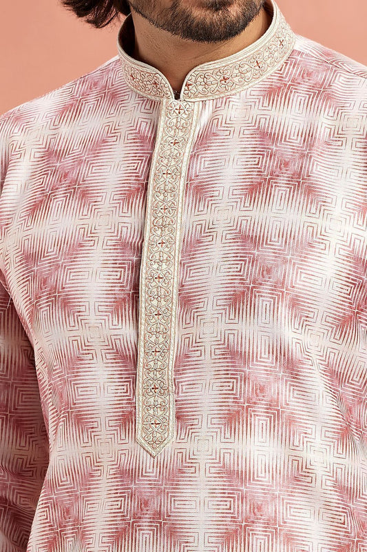 Dark Pink Cotton Kurta Pajama (NMK-7542) - Nihal Fashions