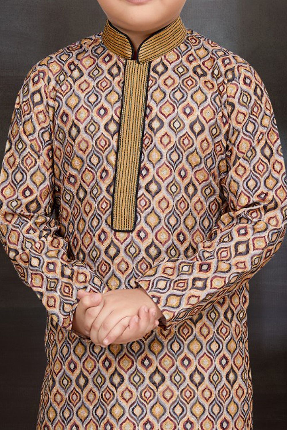 Digital Printed Multicoloured Boys Kurta Pajama (NKK-787) - Nihal Fashions