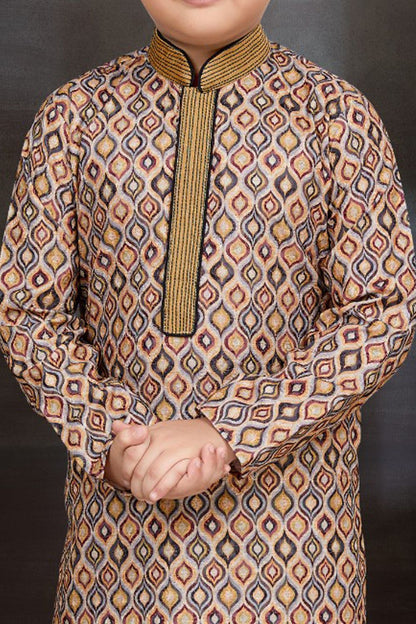 Digital Printed Multicoloured Boys Kurta Pajama (NKK-787) - Nihal Fashions