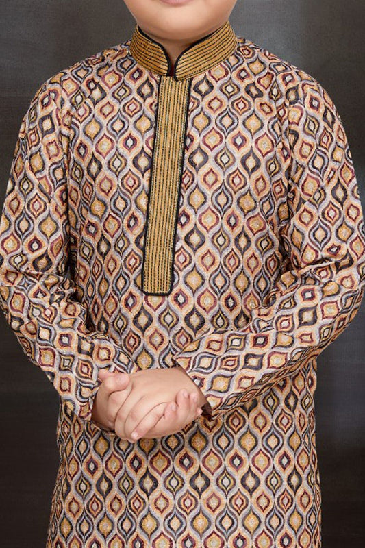 Digital Printed Multicoloured Boys Kurta Pajama (NKK-787) - Nihal Fashions