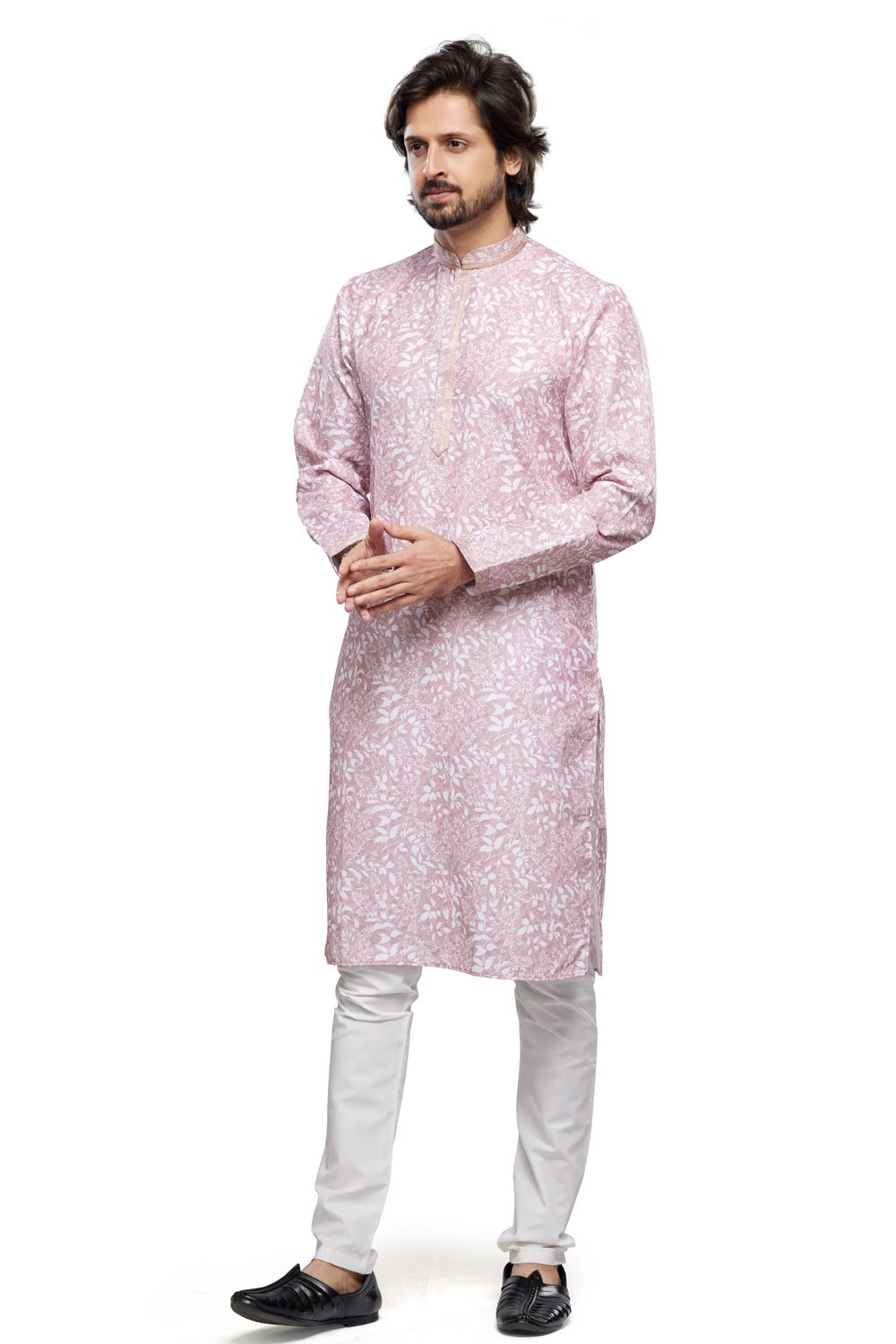 Digital Printed Purple Cotton Kurta Pajama (NMK-7473) - Nihal Fashions