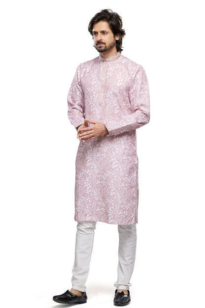 Digital Printed Purple Cotton Kurta Pajama (NMK-7473) - Nihal Fashions