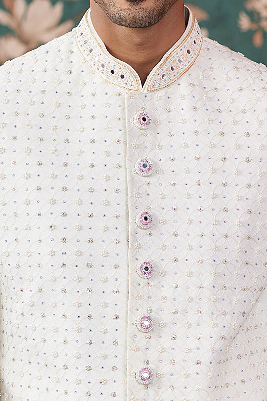 Embroidered Art Silk Sherwani (NMK-8233) - Nihal Fashions