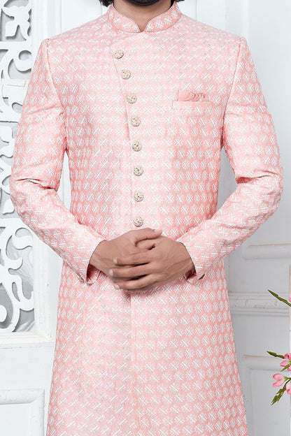 Embroidered Pink Art Silk Indo Western (NMK-7197) - Nihal Fashions