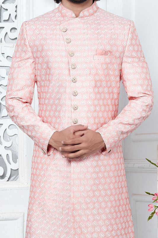 Embroidered Pink Art Silk Indo Western (NMK-7197) - Nihal Fashions
