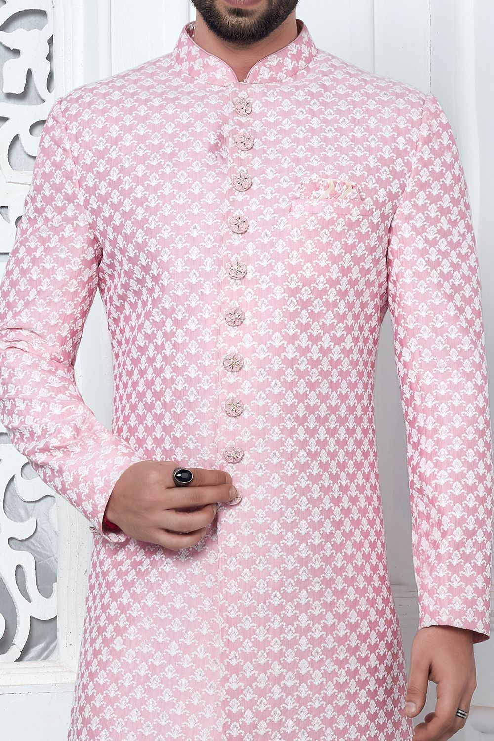 Embroidered Pink Art Silk Indo Western (NMK-7200) - Nihal Fashions