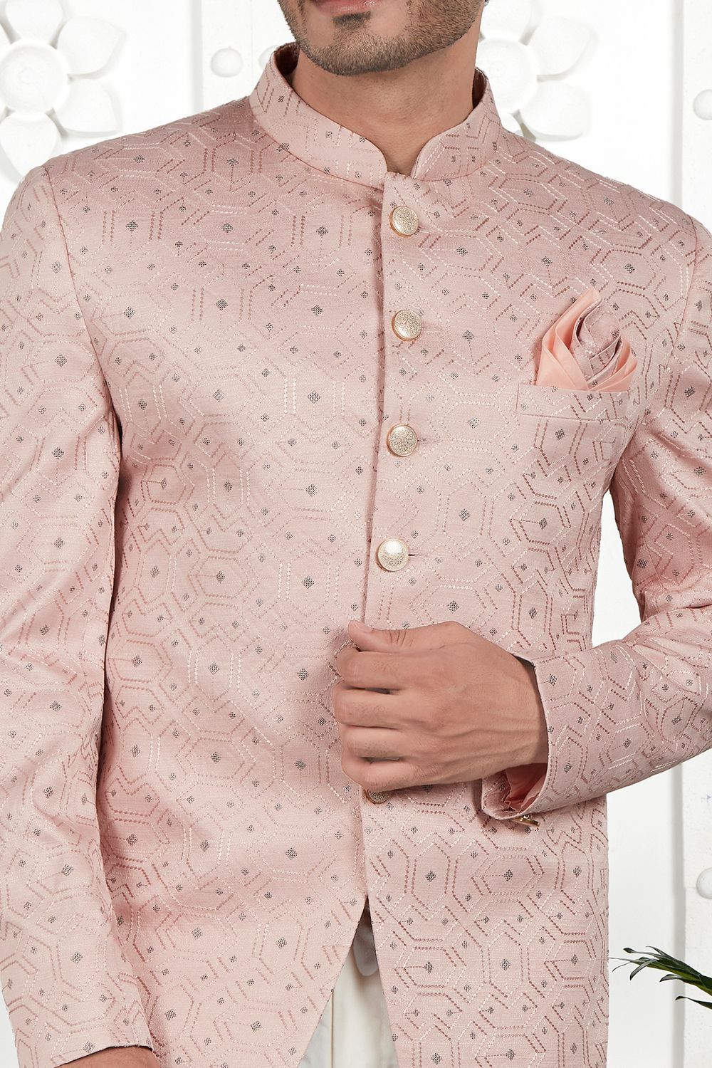 Embroidered Pink Art Silk Indo Western (NMK-7208) - Nihal Fashions
