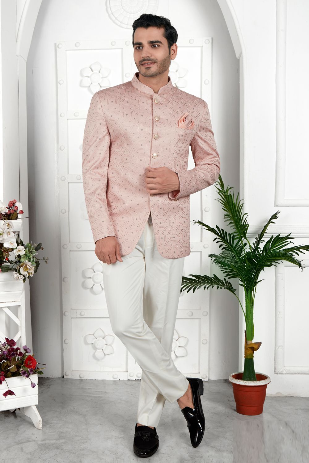 Embroidered Pink Art Silk Indo Western (NMK-7208) - Nihal Fashions