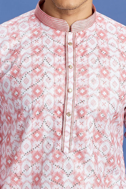 Embroidered Pink Cotton Kurta Pajama (NMK-7516) - Nihal Fashions