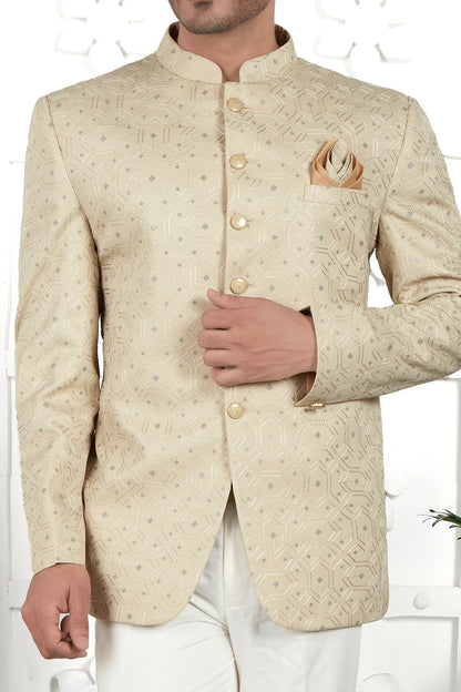 Embroidered Pista Green Art Silk Indo Western (NMK-7209) - Nihal Fashions