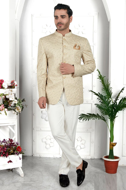 Embroidered Pista Green Art Silk Indo Western (NMK-7209) - Nihal Fashions
