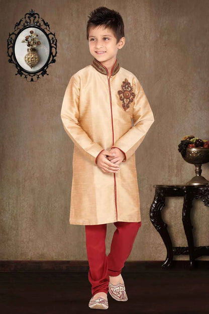 Fawn Art Dupion Kids Sherwani (NKK-470)