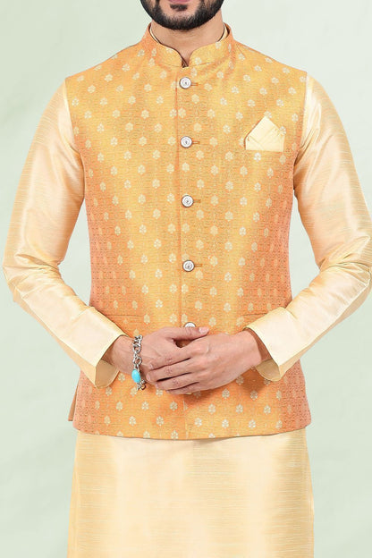 Fire Jaquard Nehru Jacket for Men (NMK-6683) - Nihal Fashions