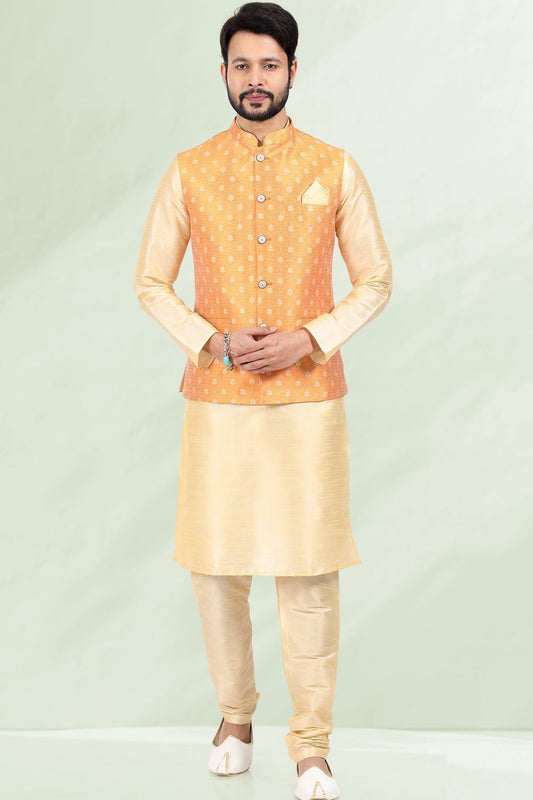 Fire Jaquard Nehru Jacket for Men (NMK-6683) - Nihal Fashions